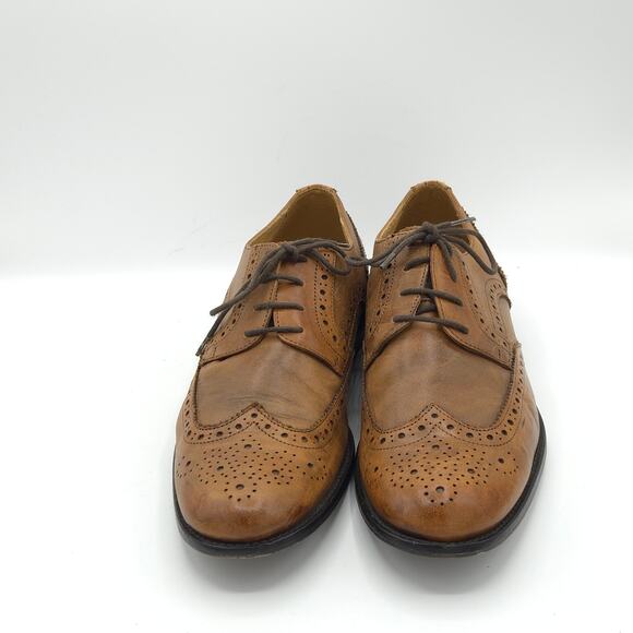 Vero Cuoio Men’s Size EU 42 US 9 wing tip brown tan dress  shoes  Made in Italy